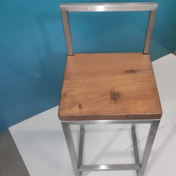 Stool – Sgabello alto design enoteca in acciaio inox e rovere - immagine 15
