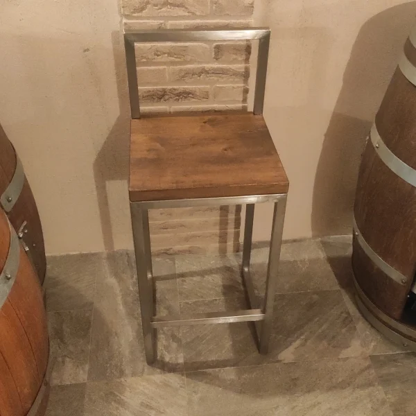 Stool – Sgabello alto design enoteca in acciaio inox e rovere - immagine 13