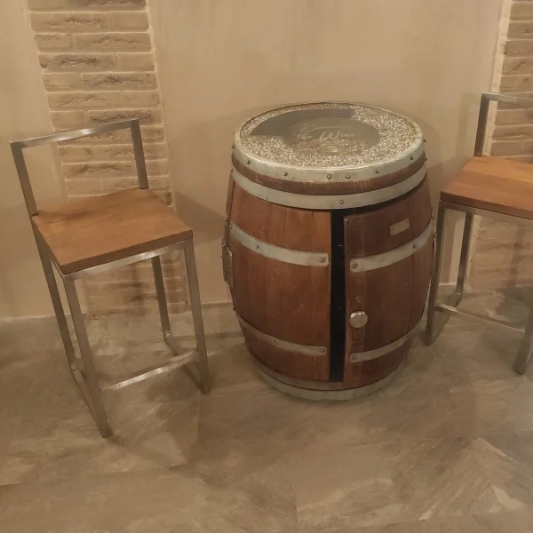 Stool – Sgabello alto design enoteca in acciaio inox e rovere - immagine 11