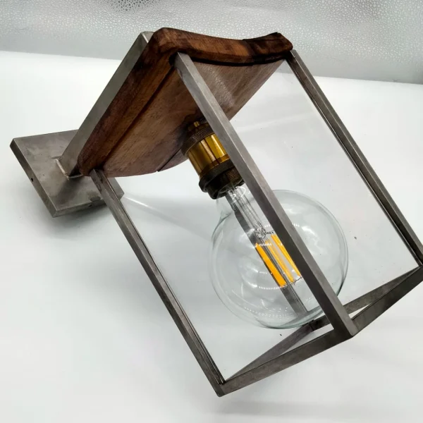 Flame – Applique legno barrique e acciaio dal design artigianale - immagine 14