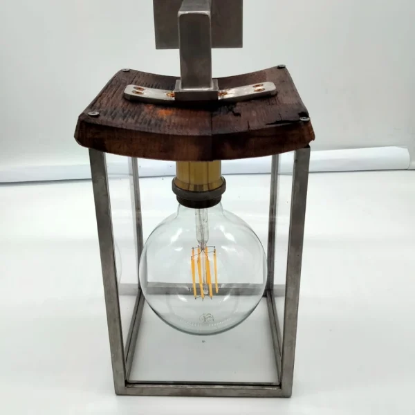 Flame – Applique legno barrique e acciaio dal design artigianale - immagine 13