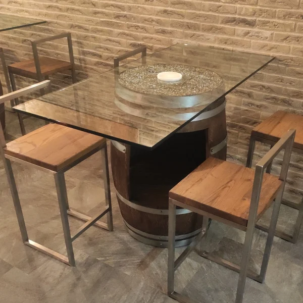 tavolo barrique vetro temprato