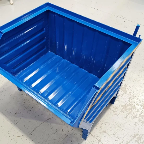 Cassone Ribaltabile in Metallo per Piccoli Spazi Blu 250L - Contenitore Forcolabile - immagine 2