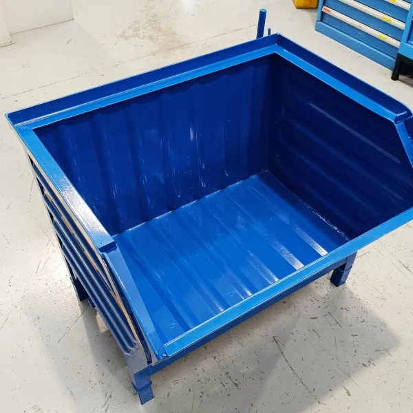 Cassone Ribaltabile in Metallo per Piccoli Spazi Blu 250L - Contenitore Forcolabile - immagine 6