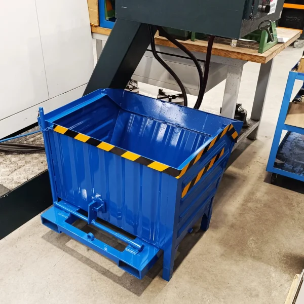 Cassone Ribaltabile in Metallo per Piccoli Spazi Blu 250L - Contenitore Forcolabile - immagine 3