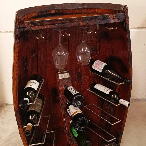 Semi-Barrique d’Arredo - Mezza Botte Porta Bottiglie e Calici - immagine 10