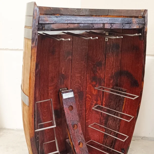 Semi-Barrique d’Arredo - Mezza Botte Porta Bottiglie e Calici - immagine 8