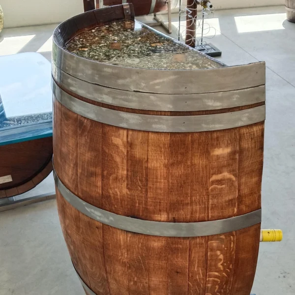 Semi-Barrique d’Arredo - Mezza Botte Porta Bottiglie e Calici - immagine 4