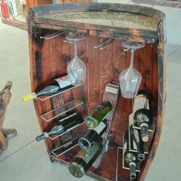 Semi-Barrique d’Arredo - Mezza Botte Porta Bottiglie e Calici - immagine 2