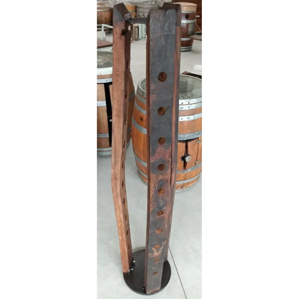 Porta Bottiglie Verticale in Doghe di Vera Botte e Acciaio - Cantinetta Artigianale 32 Bottiglie - immagine 6