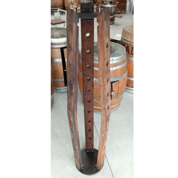 Porta Bottiglie Verticale in Doghe di Vera Botte e Acciaio - Cantinetta Artigianale 32 Bottiglie - immagine 7