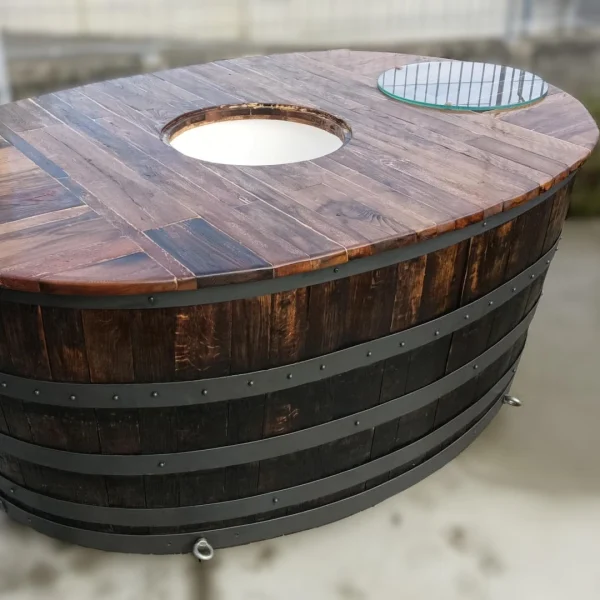 Tavolo Barrique Artigianale in Rovere da Botte di Vino (210x149 cm) - immagine 3