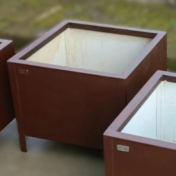 Fioriere Artigianali in Acciaio Effetto Corten (60x60x50 cm) - Design Moderno - immagine 3
